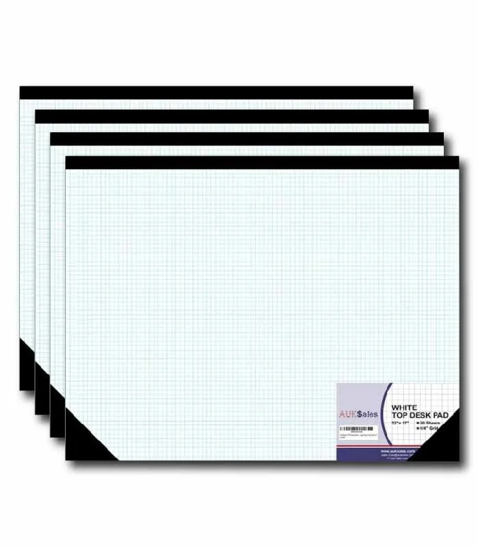TOP Sturdy Graph Desk Pad, 22"x17", 1/4 Quad Grid, 50 Sheets Per Pad, (Pack of 4 Pads) - Image 1